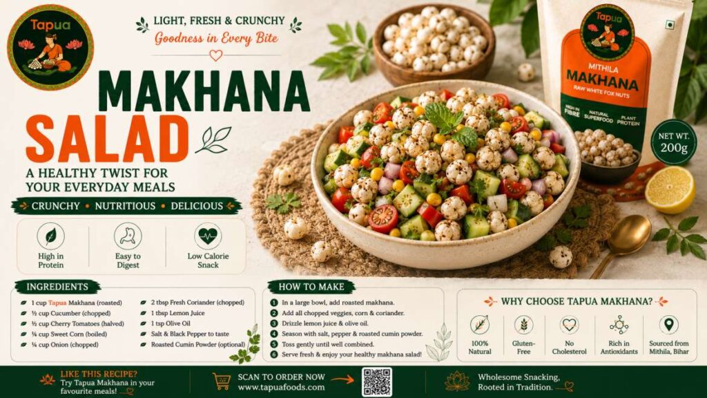 Makhana with added some fresh salad