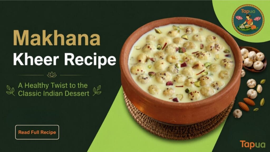 Makhana kheer recipe — creamy saffron fox nut pudding in bowl garnished with saffron