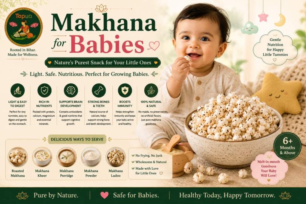 Soft mashed makhana porridge in a baby bowl with a small spoon
