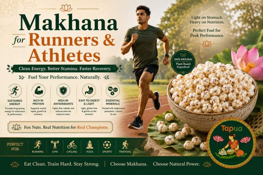 Runner holding a small bag of roasted makhana before a training run