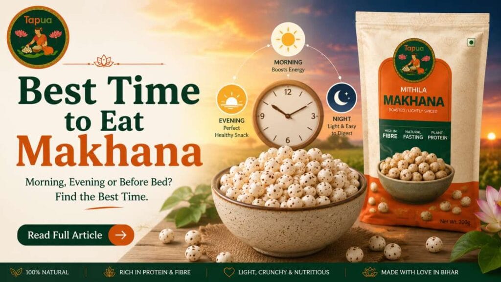 Bowl of roasted makhana served as a timed snack between meals