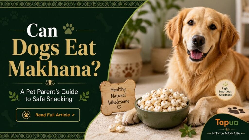 Can dogs eat makhana — dog looking at bowl of plain fox nuts