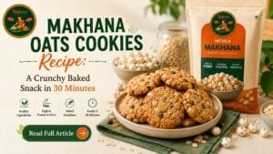 Plate of golden makhana oats cookies cooling on a wire rack