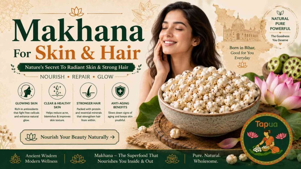 Plate of roasted makhana as part of a balanced skin-friendly diet